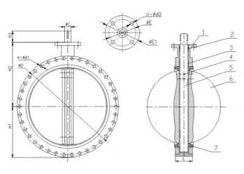 Worm Gear Operated U Flange Lined Butterfly Valve
