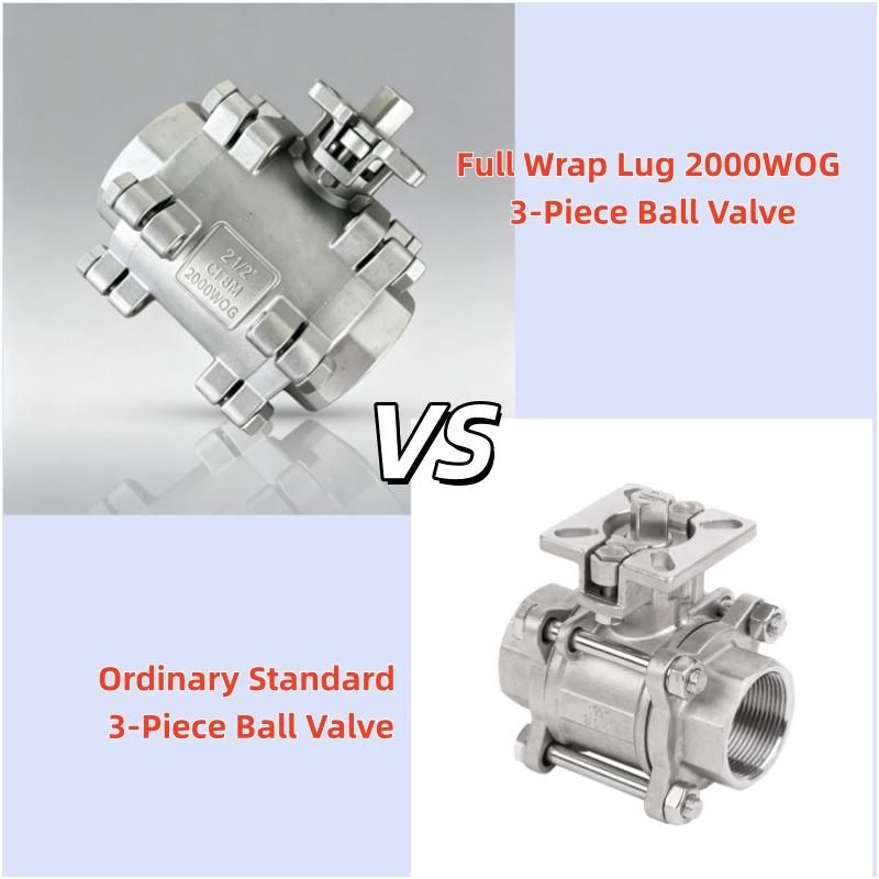 JOEPAI Heavy Duty Full Wrap Lug 2000WOG 3-Piece Ball Valve 12-bolt structure