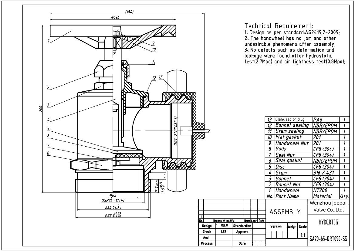 QRT and RG Connections Stainless Steel Fire Hydrant Landing Valve